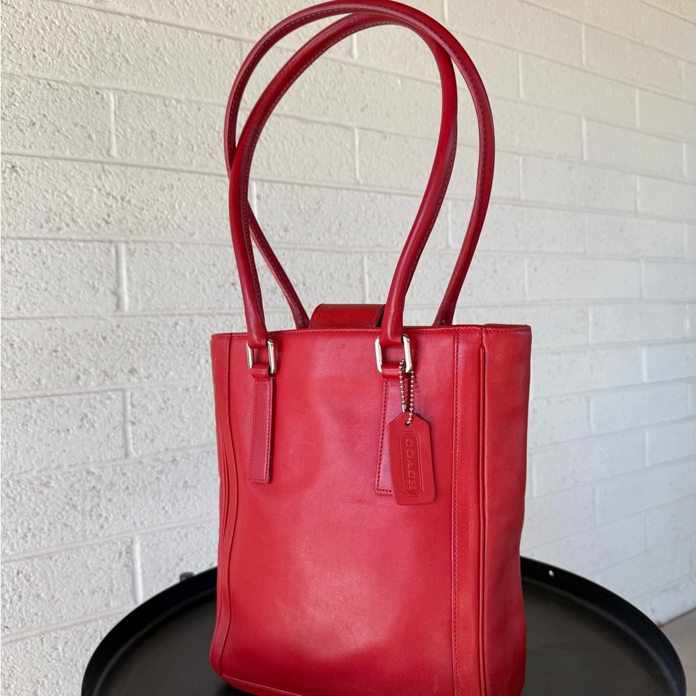 Vintage Coach Leather Red Bonnie Legacy Bucket Bag 9422